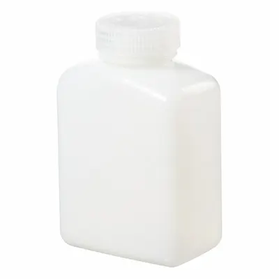 NALGENE Laboratory Bottle: 500 mL, 16 fl oz, HDPE, Natural, 48 mm Screw Closure Size - HDPE Rectangular Lab Bottles