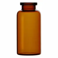 Amber glass serum vial with a square, self-standing bottom. Body diameter 27.5 mm, screw closure size 20 mm. Supplied without closure. Suitable for storing and transporting liquid samples, protecting light-sensitive contents