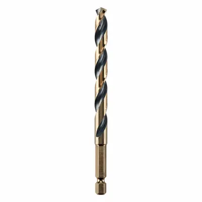 DEWALT Hex Shank Drill Bit: 21/64", 135° Split Point, Black & Gold HSS - Dewalt Impact Ready Drill Bits