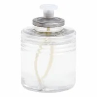 This clear liquid wax candle in a clear glass jar is designed for table lighting in commercial or hospitality settings. The wax material provides a steady flame suitable for buffet lines, catering events, or restaurant tables