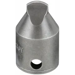 This slotted hi-torque bit socket has a #4 tip size and a 3/8 in drive size with a 1 in overall length. It features a fixed insert design for driving slotted screws in assembly and maintenance tasks. The socket is suited for applications requiring high torque transfer in confined spaces.