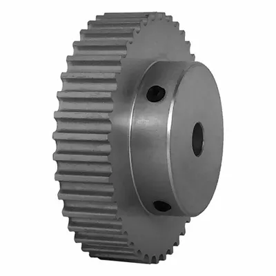 Dayton Timing Pulley: Curvilinear, Fixed, For HTD Timing Belt Section, For 9 mm Belt Wd - HTD Section Fixed-Bore Timing Pulleys with Hub