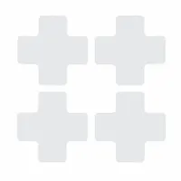 Solid white cross-shaped floor marking tape with no legend. Each piece measures 2 in x 5 in with an 8 mil thickness and polyester backing. Supplied in a 20-pack. Used to designate locations, hazards, or equipment zones in industrial facilities