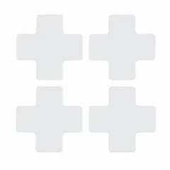 Solid white cross-shaped floor marking tape with no legend. Each piece measures 2 in x 5 in with an 8 mil thickness and polyester backing. Supplied in a 20-pack. Used to designate locations, hazards, or equipment zones in industrial facilities.