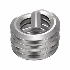 Free-running helical insert with tanged tang for installation. M6-1.00 metric coarse thread, right-hand. Supplied in plain finish, 1,000-piece pack. Used to repair or reinforce tapped threads in metal components.