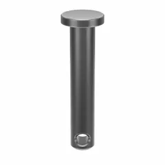 Standard clevis pin made of plain steel with a 3/16 in diameter and 1 in shank length. Supplied in a 25-pack. Used to connect a clevis to a rod or other component, forming a pivot joint in mechanical linkages. Common in agricultural equipment, construction machinery, and industrial rigging.