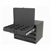 Sliding Drawer Cabinet: 15 5/8 in x 11 7/8 in x 11 7/8 in, 4 Drawers, Gray, Bearing, Assembled, Pull (MPN 307B-95-D932)