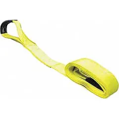 Heavy-duty 1-ply nylon recovery strap with eye attachments on both ends. 20 ft length and 6 in width provide reach and strength for pulling stuck vehicles or equipment from mud, snow, or ditches. Yellow color for high visibility.