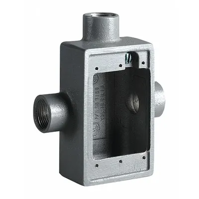 HUBBELL KILLARK Device Box: Aluminum, Rectangular, 1 Gangs, 3/4 in Hub Size, 18 cu in Capacity - Aluminum Weatherproof Electrical Boxes