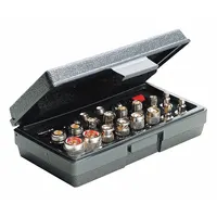 RF adapter kit containing 11 pieces for connecting and adapting RF cables and connectors in testing, measurement, and prototyping applications. Operating temperature range from -67°F to 122°F. Suitable for use in electronics labs and telecommunications setups