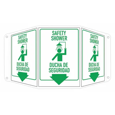 LYLE Tri-Bend Projection Safety Shower Ducha De Seguridad Sign - Tri-Bend Projection Safety Shower Ducha De Seguridad Signs