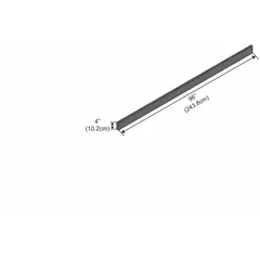 Phenolic lab furniture work surface curb in black. Measures 4 inches wide by 1 inch thick. Used as a durable edge or backsplash on laboratory countertops, providing chemical and moisture resistance.
