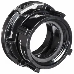 This aluminum adapter connects NH-threaded fire hydrants or standpipes to Storz couplings. Straight configuration with 4 in NH female thread and 5 in Storz male coupling. Used in fire protection systems for hose connections.