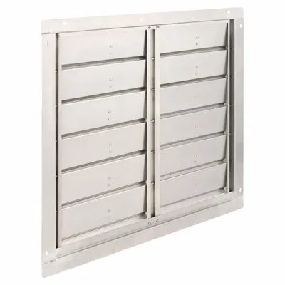 Dayton 33"H-W 5 1/4"L SS Backdraft Dampr: For 30 in Fan, Double Panel, 33 in H - Wall-Mount Backdraft Dampers