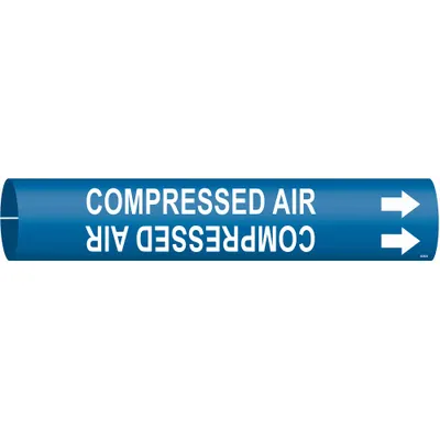 BRADY Pipe Marker: Compressed Air, Blue, White, Fits 1 1/2 to 2 3/8 in Pipe O.D. - Compressed Air Snap-On Pipe Markers