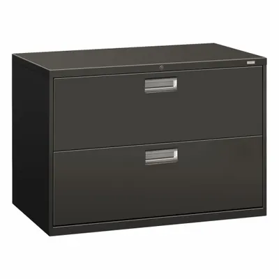 HON Lateral File Cabinet with Drawer: Charcoal, 2 Drawers, 28 in Overall Ht - Lateral File Cabinets