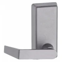 This VON DUPRIN mechanical exit device trim is a silver aluminum lever designed for use with Rhodes-style exit push bars. It is ADA compliant and intended for commercial door applications requiring safe egress