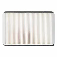 Rectangular panel cabin air filter with synthetic media, overall length 8 7/32 in. Includes two elements. Designed for use in vehicle cab ventilation systems to filter airborne particles