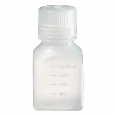 NALGENE Graduated Bottle: 125 mL, 4 fl oz, PPCO, Natural, 38-430 mm Screw Closure Size - PPCO Rectangular Lab Bottles