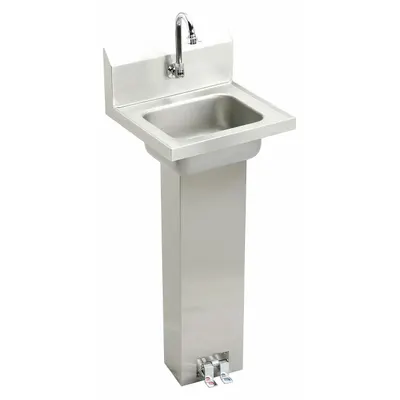 ELKAY Hand Wash Sink: 1 Stations, 6 in Bowl Dp, 12 in Bowl Lg, 9 1/4 in Bowl Wd - One-Station Wall-Mounted Hand Sinks without Faucets