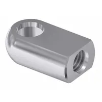 This stainless steel end fitting connects a gas spring rod to a mounting bracket via its 8.1 mm eyelet. It is used in applications such as industrial enclosures, machinery access panels, and material handling equipment where a pivoting attachment point is required. The M8 rod thread size ensures compatibility with corresponding gas springs