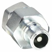 This EA Series hydraulic quick-connect coupling plug features a steel body and nitrile seal for reliable sealing in fluid power systems. With a 3/8 in coupling size and Male NPTF connection, it is suited for quick, leak-free connection and disconnection of hydraulic lines in industrial applications such as mobile equipment and hydraulic power units