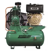 SPEEDAIRE Stationary Air Compressor: 2 Stage, 9.1 hp Engine, Kohler, 18.3 cfm, 30 gal Air Tank