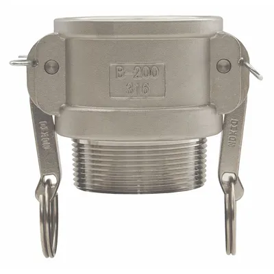 DIXON Cam and Groove Coupling: 6 in Coupling Size, 6 in -8 Thread Size, 5 7/32 in Overall Lg - Type B Stainless Steel Cam & Groove Fittings