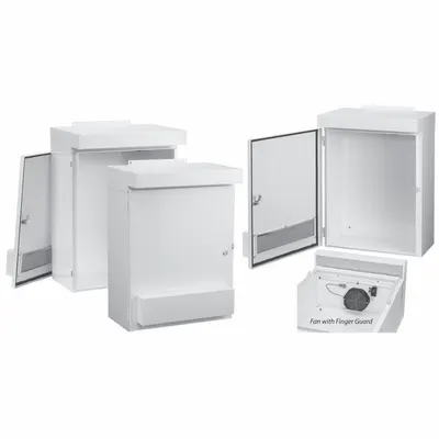HOFFMAN Enclosure: NEMA 3R, Steel, 47 in x 24 in 14 in, 115V AC, 6 in Fan Dia, White - Electrical Enclosures with Built-In Ventilation