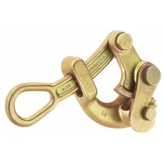 This Haven's-type cable pulling jaw grip is designed for pulling guy strand or messenger cable during overhead line construction and maintenance. It accommodates a minimum cable diameter of 0.125 inches and features a swing latch mechanism for secure attachment. Suitable for utility and telecom applications.