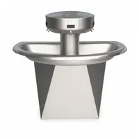 BRADLEY Wash Fountain: Silver, Stainless Steel, Semi-Circular, 36 in Overall Wd, 4 Stations, Sentry (MPN S93-630)
