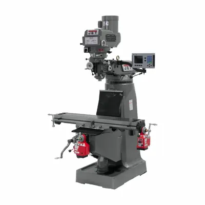 JET Vertical Milling Machine: JTM-4VS, 3 hp - Variable-Speed Vertical Milling Machines with DRO & X-/Y-Axis Powerfeeds