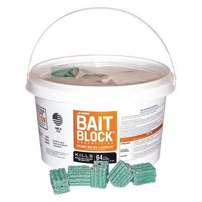 JT EATON Diphacinone Bait Blocks, 4 lb Pail, 64 x 1 oz Blocks, Green - Rodenticides