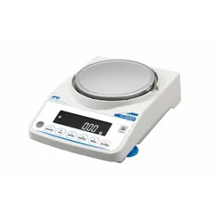 The A&D WEIGHING FZ-2202WP is a precision lab balance with a 2200 g capacity, 0.01 g readability, 0.01 g repeatability, and 0.02 g linearity. It features an LCD display and is suitable for accurate weighing of samples, chemicals, and ingredients in laboratory environments such as research, quality control, and formulation.