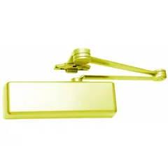 This LCN 4031 Series door closer is a Grade 1 heavy duty, bronze finished unit with parallel arm-mount for interior or exterior use. It features a non-hold open type and adjustable spring size 4, measuring 10 3/8 in length by 2 3/4 in width. ADA compliant, it is suitable for controlling door closing speed and force in high-traffic commercial or industrial applications.