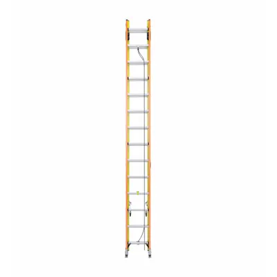 WERNER Extension Ladder: 28 ft Ladder Size, Fiberglass, 300 lb Load Capacity, 64 lb Wt - Non-Conductive Fiberglass Extension Ladders
