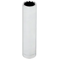 WESTWARD Socket: SAE, 1/4 in Drive Size, 1/2 in Socket Size, 12-Point, Deep, Chrome, 2 in Overall Lg