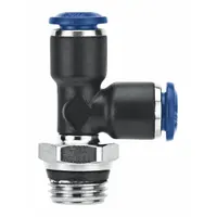 AIGNEP USA Push-Fit Tee Fitting: 5/32 in OD x 1/8 in Pipe x 1/8 in OD Size, Nylon, Black (MPN 85222-53-02)
