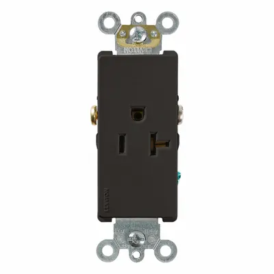 LEVITON Plugs and Receptacles: Single, 5-20, Black, 125V AC, 20 A, 2 Pole / 3 Wire (MPN 16341-E) - General Purpose Receptacles