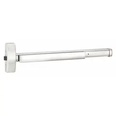 This PRECISION rim push bar is a stainless steel touchbar exit device for commercial doors. It is ADA compliant and designed for rim-type egress applications on doors up to 48 inches wide.