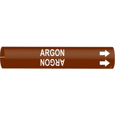BRADY Pipe Marker: Argon, Brown, White, Fits 3/4 to 1 3/8 in Pipe O.D., 1 Pipe Markers - Argon Snap-On Pipe Markers