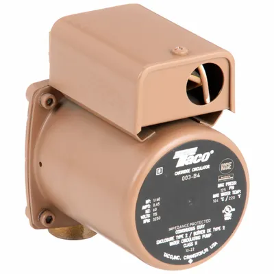 TACO Circulating Pump: 1/40 hp HP, 115V AC, Bronze, 1, 7 gpm, 5 ft Max. Head - General-Purpose Inline Circulator Pumps
