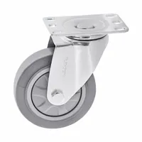 FLEXPIPE Caster: Plate Caster, Gray, Steel, 250 lb Load Capacity - Max, Rubber, Swivel, 1 Casters (MPN W-4PS)