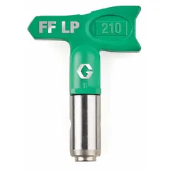 Airless spray gun tip with 0.01 in orifice size, color-coded green. Includes guard combination. Compatible with RAC X series spray guns and model 246215. Used for applying paints and coatings in industrial finishing and protective coating applications.