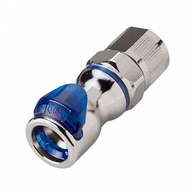 CPC Quick Connection Coupling: Straight, 3/8 in OD x 1/2 in Pipe x 1/2 in OD Size - Chrome-Plated Brass Quick-Disconnect Tube Fittings