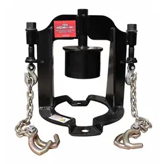 This steel tool is designed for removing wheels and rims from steel truck tires. With an overall length of 16 3/4 inches, it provides leverage to separate stuck rims from hubs during tire changes.