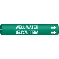 Pipe Marker: Well Water, Green, White, Fits 3/4 to 1 3/8 in Pipe O.D., 1 Pipe Markers, With Arrows (MPN 4156-A)