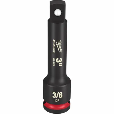 MILWAUKEE Impact Extension: 3/8 in Input Drive Size, 3/8 in Output Drive Size, 3 in Overall Lg - 3/8" Drive Impact Socket Extensions