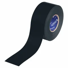 Solid black floor marking tape with a 22 mil thick polyester backing. Designed for marking aisles, hazard zones, and storage areas in industrial facilities, warehouses, and manufacturing plants. Withstands heavy foot and forklift traffic.