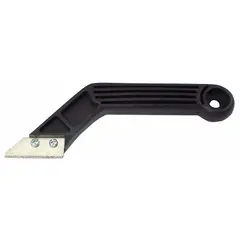 Hand tool for removing old or damaged grout from tile surfaces. Features a plastic handle for comfortable grip and a carbide edge for cutting performance. Suitable for tile renovation, bathroom remodeling, and floor repair projects where precise grout extraction is needed without damaging surrounding tiles.